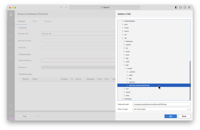 Complete database restoration